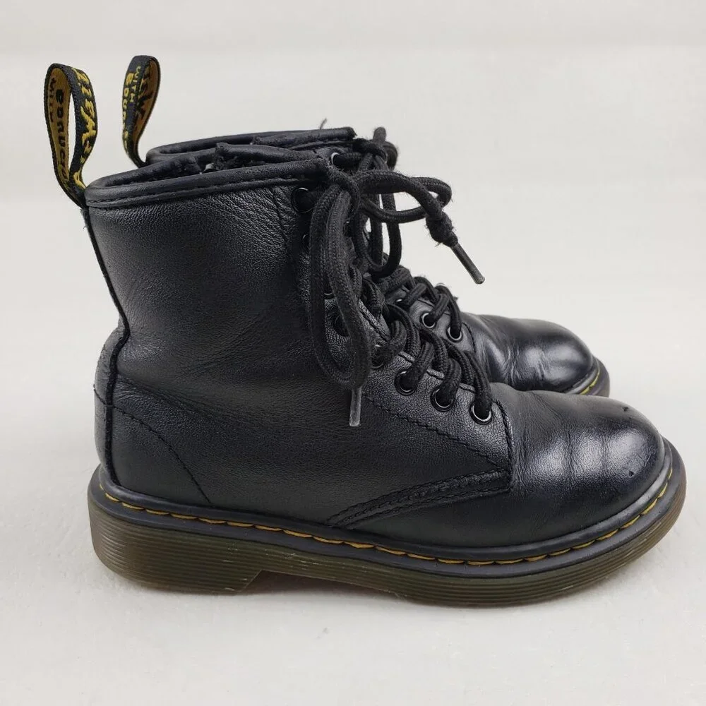 Dr Martens 1460 Softy T Boot Kids 12 Black Leather Side Zip Combat Grunge Junior